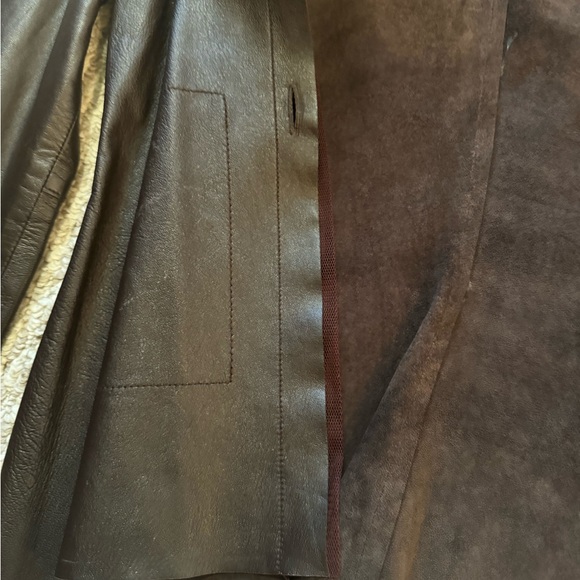 Leather Jacket Rozae Nichols chocolate brown , unlined with Tulle detail - Picture 3 of 7